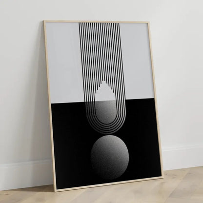 Minimalistische Poster mit geometrischer Illustration in Schwarz und Grau