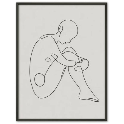 Minimalistischer Poster mit einzeiliger Zeichnung einer sitzenden Figur