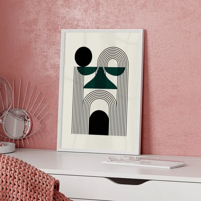 Abstraktes Poster mit geometrischen Formen für moderne Raumatmosphäre