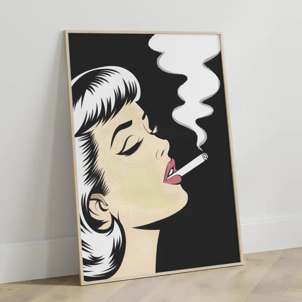 Poster einer stilvollen Frau mit Rauch in Retro Farben kaufen
