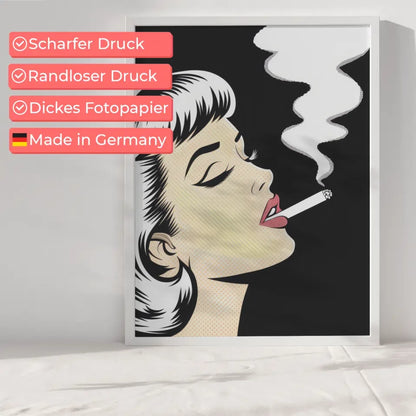 Poster einer stilvollen Frau mit Rauch in Retro Farben kaufen