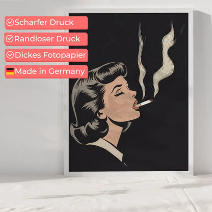 Poster einer stilvollen Frau mit Rauch in Retro Farben kaufen