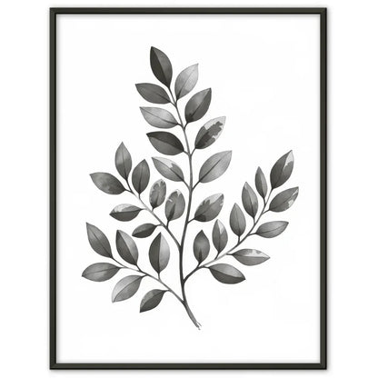 Monochromes Pflanzen Poster mit Aquarellillustration und Licht Schatten