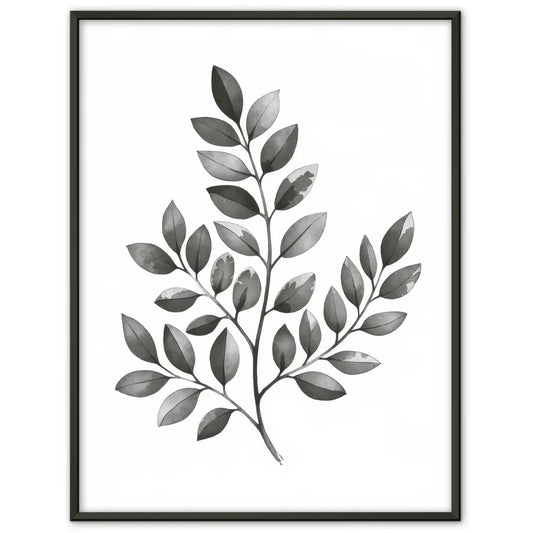 Monochromes Pflanzen Poster mit Aquarellillustration und Licht Schatten