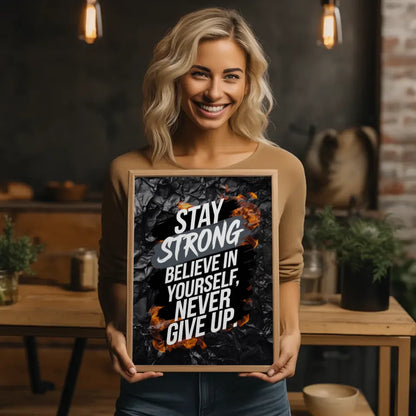 Poster mit motivierendem Zitat bleib stark glauben an dich selbst