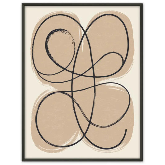 Abstraktes Poster mit geschwungenen Linien und ruhigem beigen Hintergrund