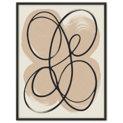 Abstraktes Poster mit geschwungenen Linien und ruhigem beigen Hintergrund