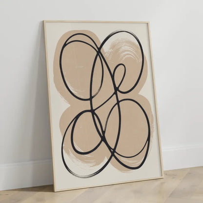 Abstraktes Poster mit geschwungenen Linien und ruhigem beigen Hintergrund