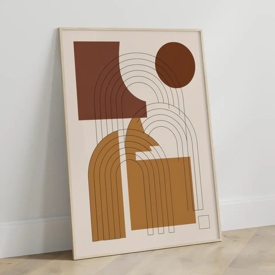Abstraktes Poster mit geometrischen Formen in Brauntönen kaufen