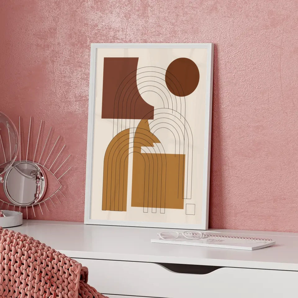 Abstraktes Poster mit geometrischen Formen in Brauntönen kaufen