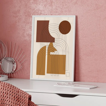 Abstraktes Poster mit geometrischen Formen in Brauntönen kaufen