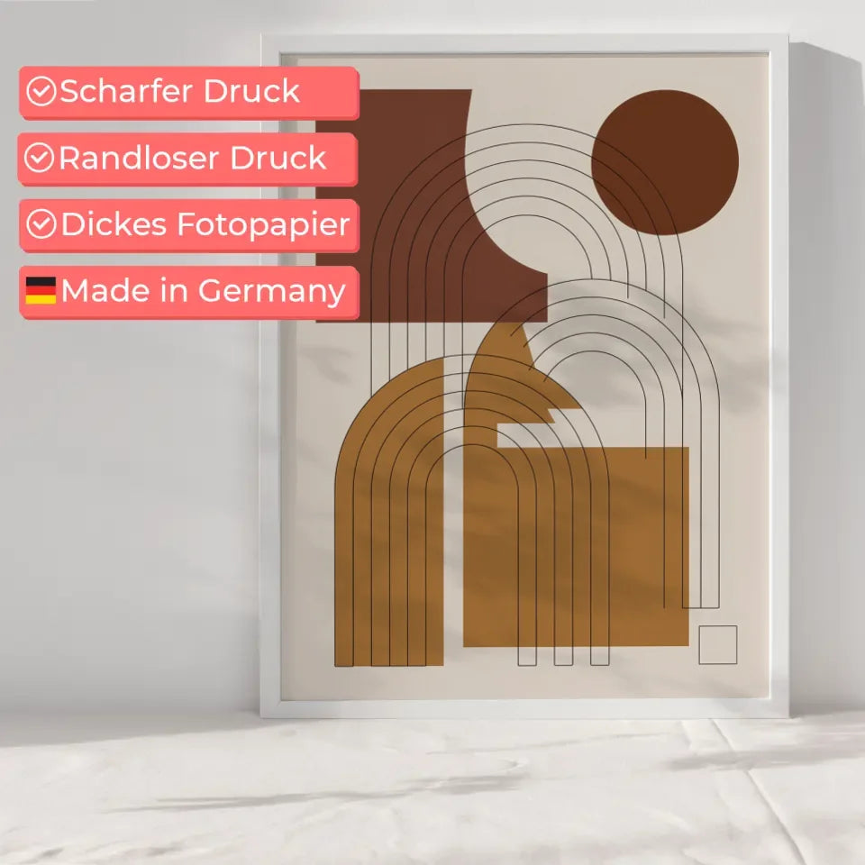 Abstraktes Poster mit geometrischen Formen in Brauntönen kaufen