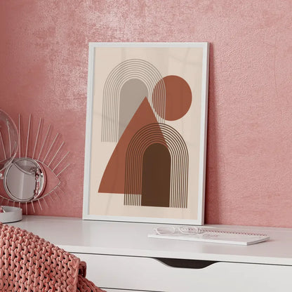 Abstraktes Poster mit geometrischen Formen in Brauntönen kaufen