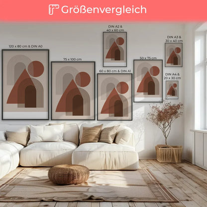 Abstraktes Poster mit geometrischen Formen in Brauntönen kaufen