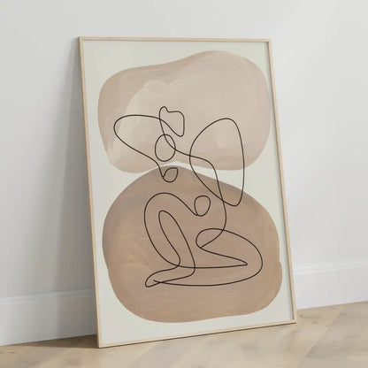 Pastellfarbenes abstraktes Poster mit sanften Formen und goldenen Akzenten 3