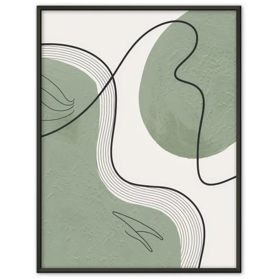 Abstraktes Boho Kunstwerk in Grün und Rot für kreative Wände 1