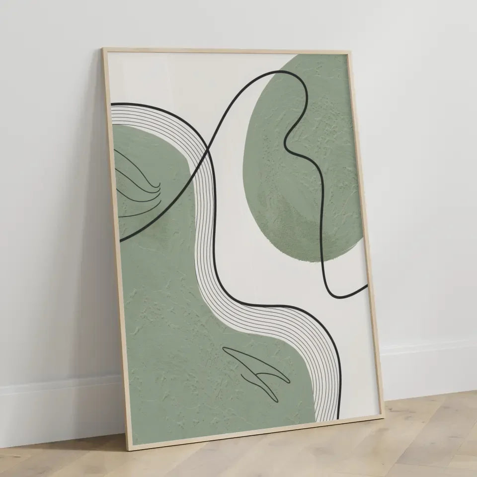 Abstraktes Boho Kunstwerk in Grün und Rot für kreative Wände 3