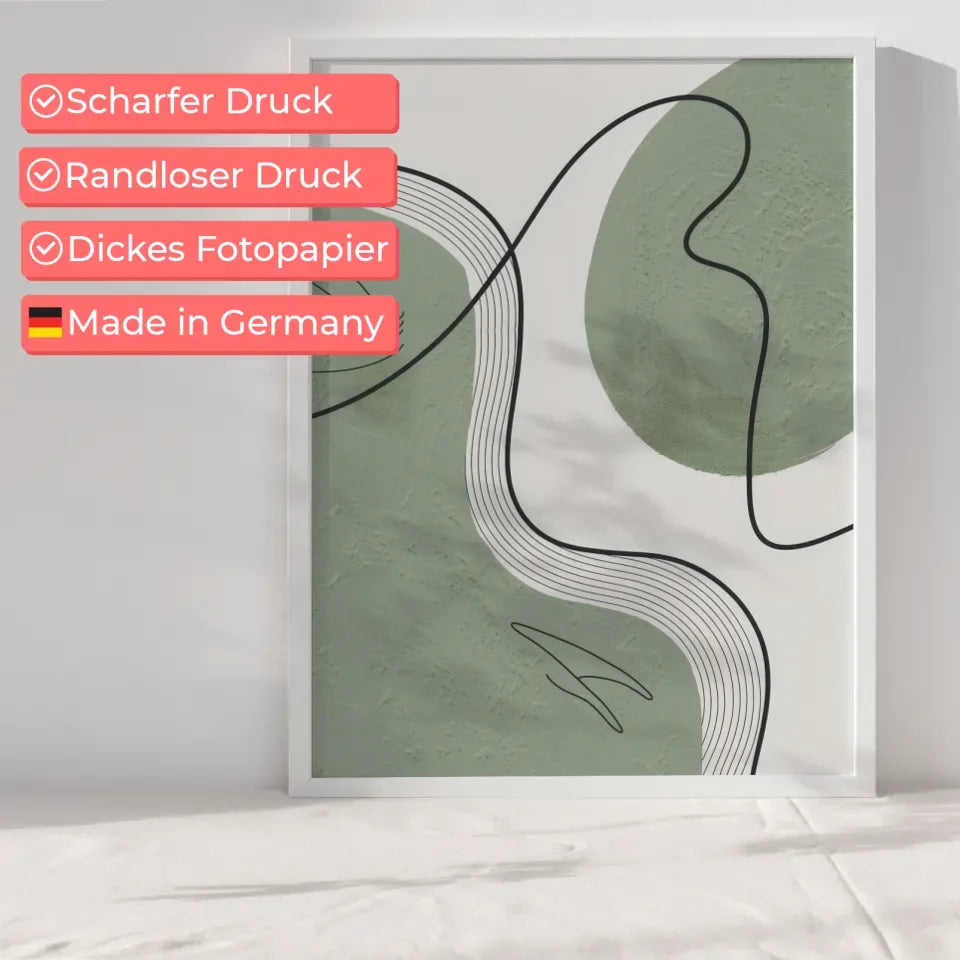 Abstraktes Boho Kunstwerk in Grün und Rot für kreative Wände 6