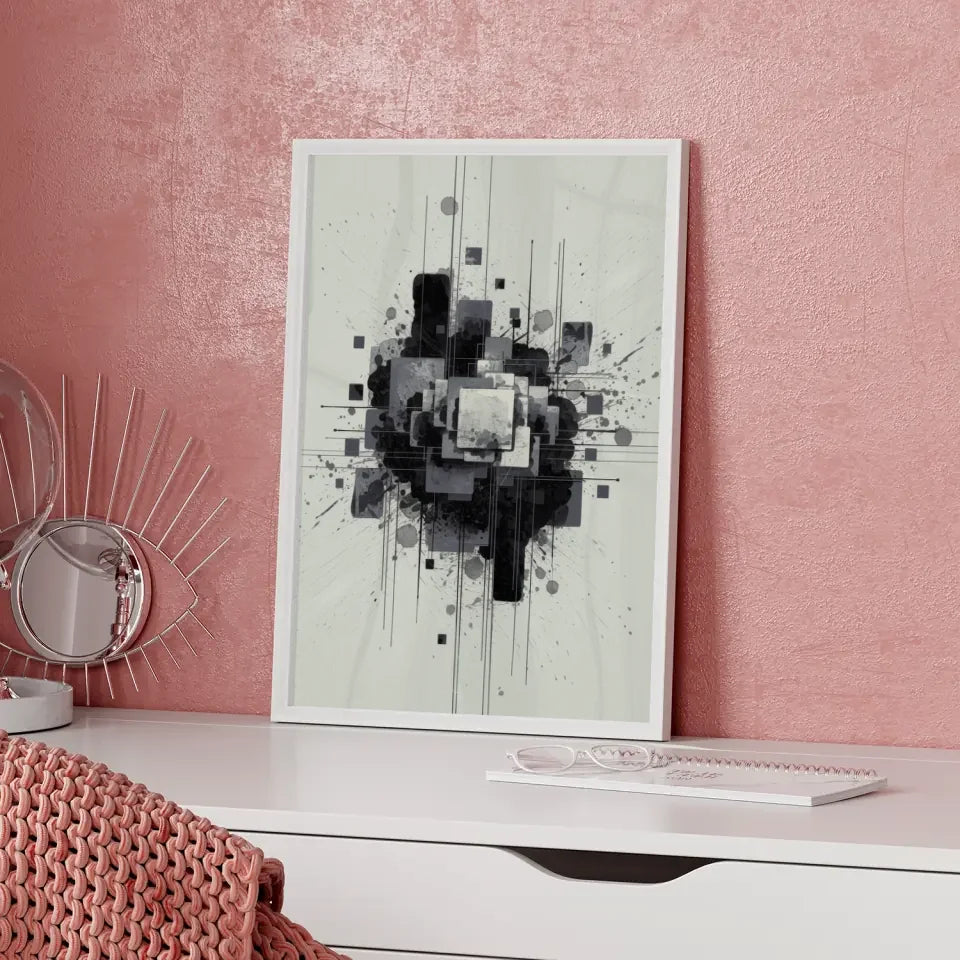 Geometrischer Bogen-Poster in Beige und Braun mit modernem Konzeptrahmen 5