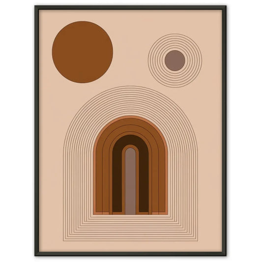 Friedliche Landschaft in warmen Tönen mit pfirsichfarbener Sonne 1