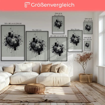 Geometrischer Bogen-Poster in Beige und Braun mit modernem Konzeptrahmen 7