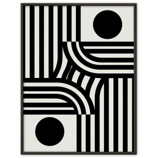 Abstrakter Landschafts-Poster mit pechfarbener Sonne und sanften Hügeln 1