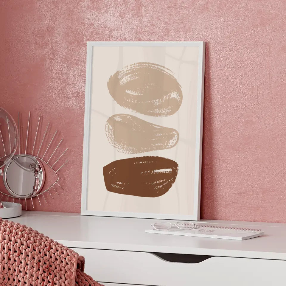 Abstraktes Poster in Beige und Braun für minimalistisches Wohndesign