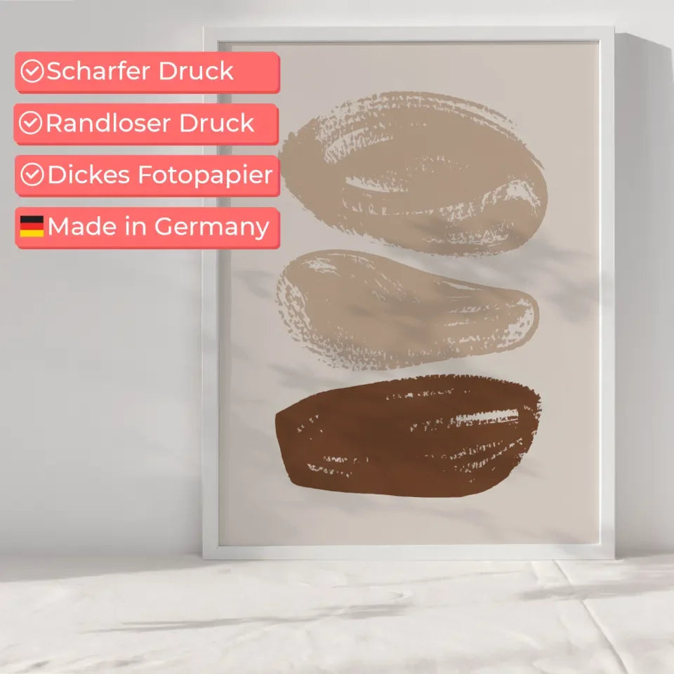 Abstraktes Poster in Beige und Braun für minimalistisches Wohndesign