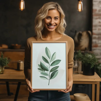 Künstlerischer Poster mit grünen Blättern für Ruhe und Natur atmosphäre