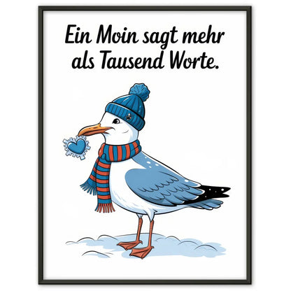 Winter Vogel Poster mit Mütze und Schal für gemütliche Dekoideen