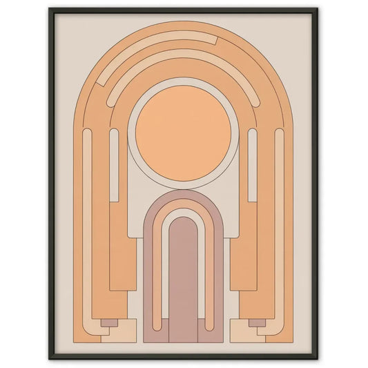 Ruhige abstrakte Landschaft mit Hügeln und goldenen Wellenlinien Poster 1