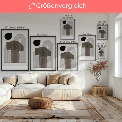 Moderne abstrakte Poster mit geometrischen Formen in Schwarz und Weiß