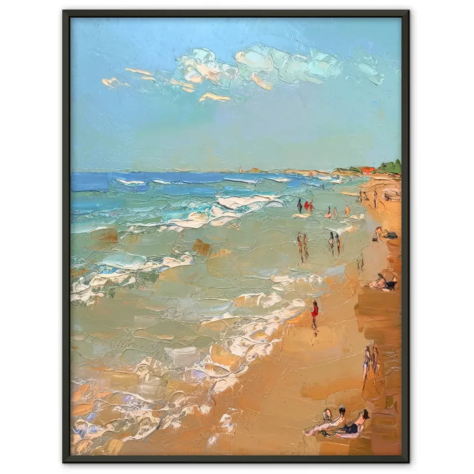 Poster von impressionistischer Strandszene mit sanften Wellen und Himmel