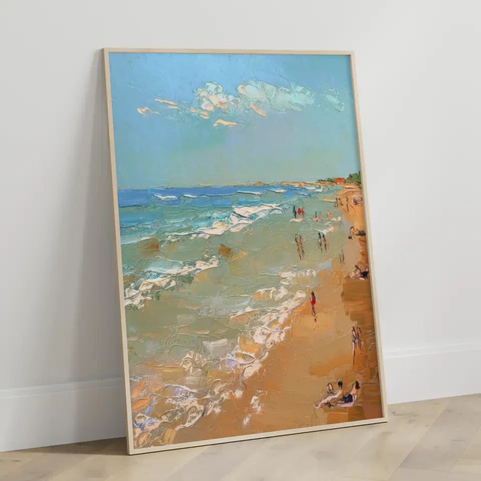 Poster von impressionistischer Strandszene mit sanften Wellen und Himmel