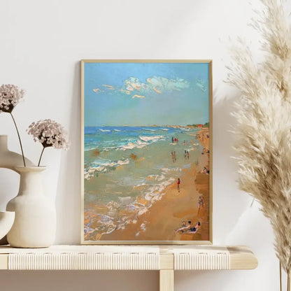 Poster von impressionistischer Strandszene mit sanften Wellen und Himmel