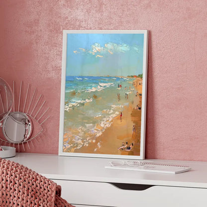 Poster von impressionistischer Strandszene mit sanften Wellen und Himmel