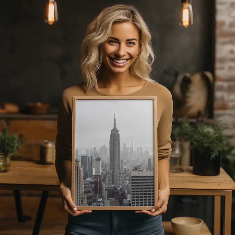 Panoramablick auf Stadt mit Empire State Building Poster kaufen