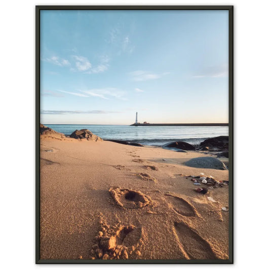 Poster Kalifornischer Strand Sonnenuntergang Palmen und Himmel