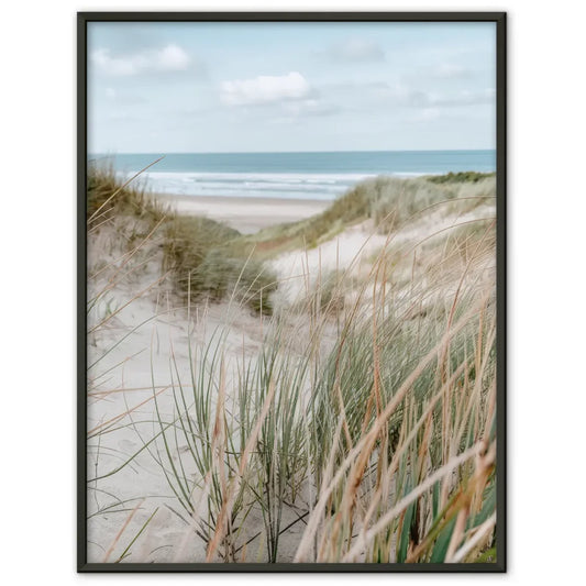 Poster mit Naturmotiv Samtgras Dünen Strand und Meer in Nahaufnahme