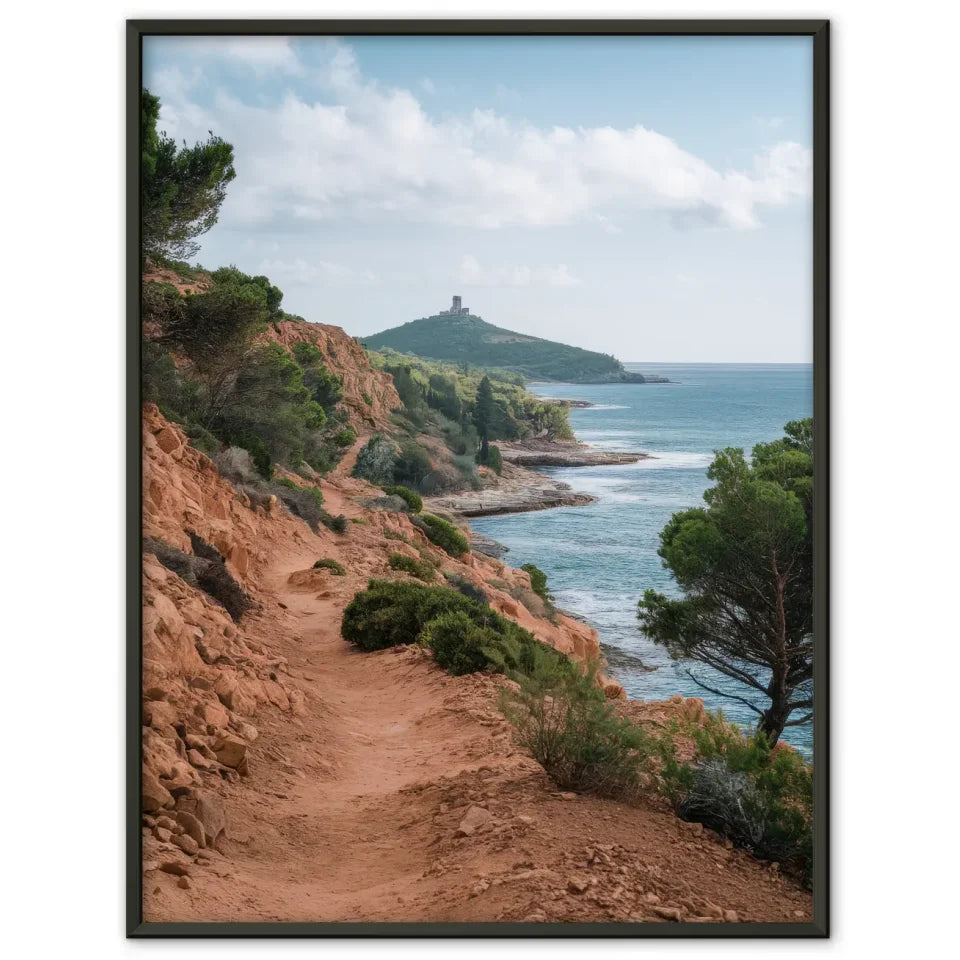 Atemberaubende Küstenlandschaft Poster mit Klippen und türkisblauem Meer