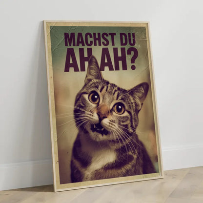 Humorvolles Katzen Poster mit Vintage Flair und ausdrucksstarken Augen