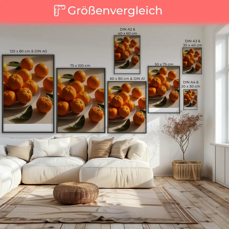 Frischer Orangen Poster für fröhliche Wohnakzente im modernen Stil