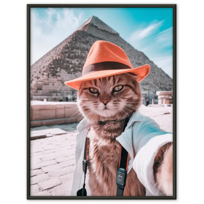 Süße Katze im Hut Poster vor Cheops-Pyramide in Ägypten