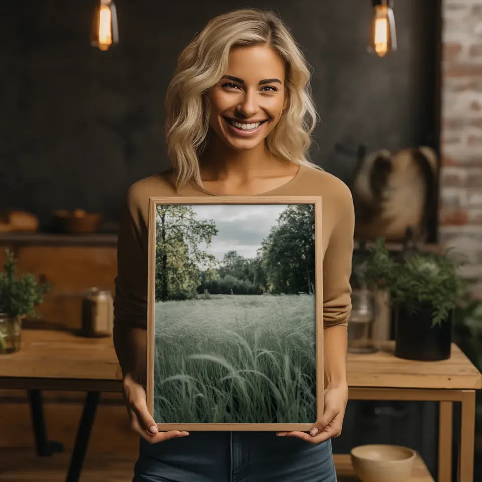 Sanfte Farben im Wald Nebeliger Sonnenaufgang Poster 2