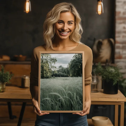 Sanfte Farben im Wald Nebeliger Sonnenaufgang Poster 2