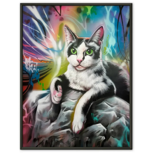 Poster mit Katzen auf Stahlträger in urbaner Kulisse für Katzenfreunde 1