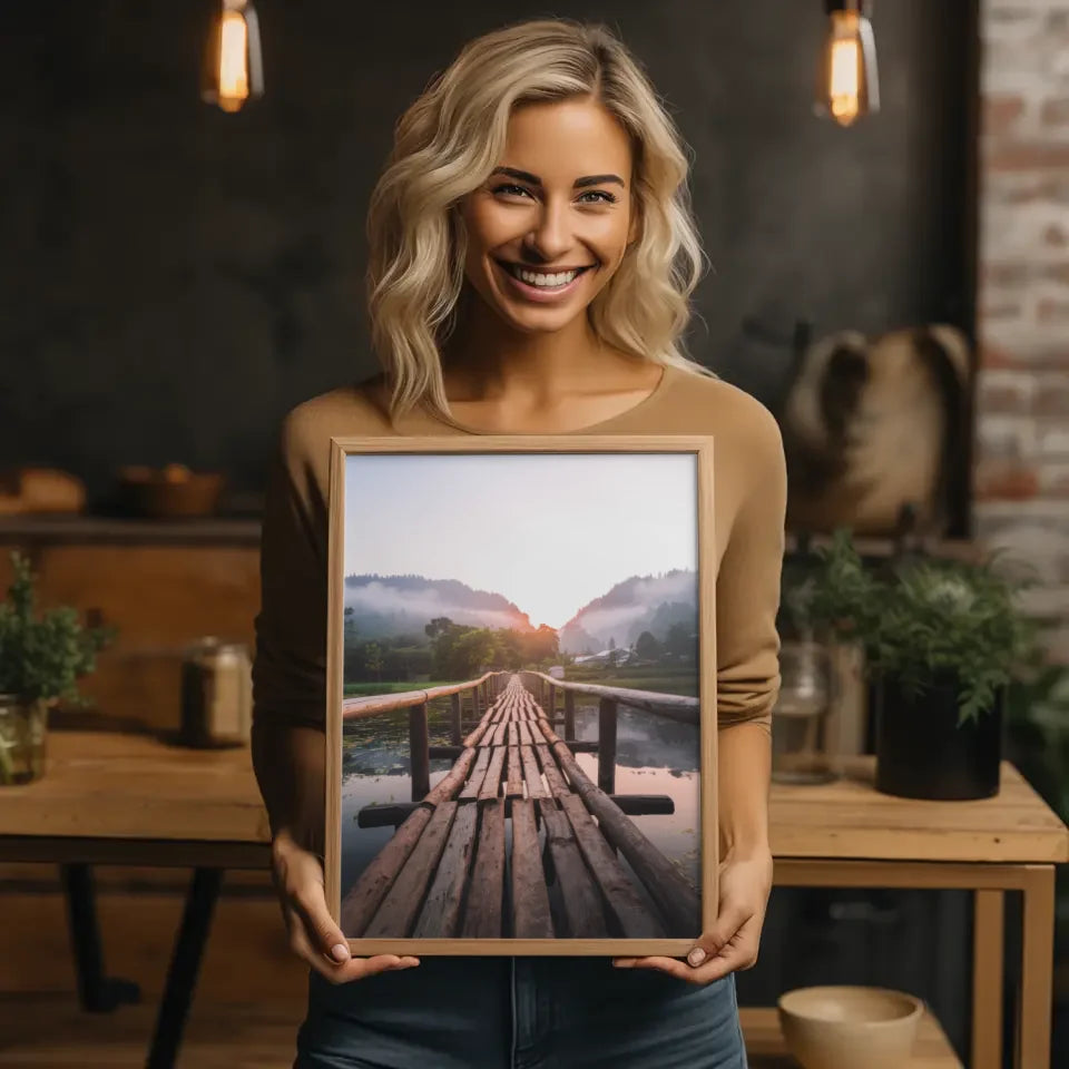 Alpine Landschaft Poster mit See und Bergen für Entspannung 2