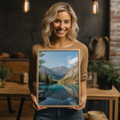 Alpine Poster mit schönem See und Bergen für ruhige Atmosphäre