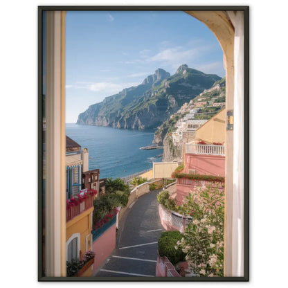 Poster mit Palmen und Sonnenuntergang am kalifornischen Strand 1