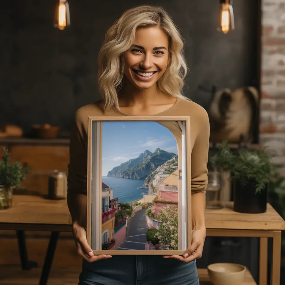 Poster mit Palmen und Sonnenuntergang am kalifornischen Strand 2